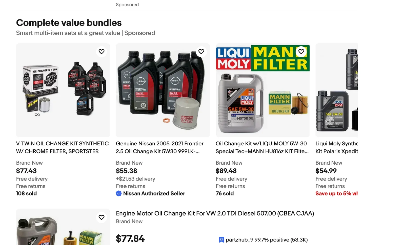 Complete value bundles module in eBay search results