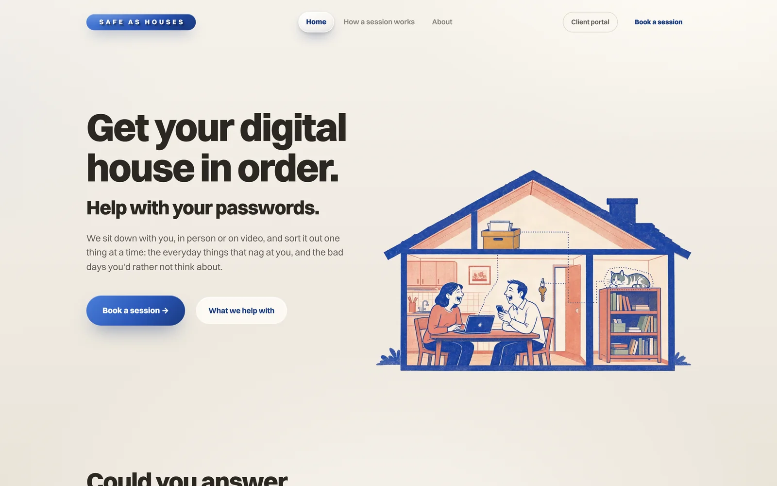 The Safe As Houses website home page: Get your digital house in order